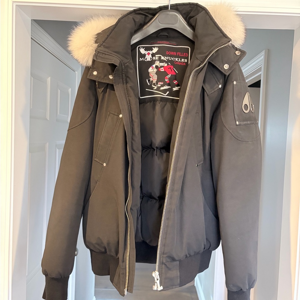 Moose Knuckles Black Bomber Jacket